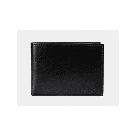Premium Export-Quality Black Genuine Leather Bi-Fold Wallet with Coin Pocket & ID Window | RFID Blocking Wallet