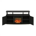 thumbnail image 5 of Furinno Jensen Living Room Fireplace Entertainment Center with Doors Storage Cabinet for TV up to 55 Inch, Americano/Black, 5 of 8