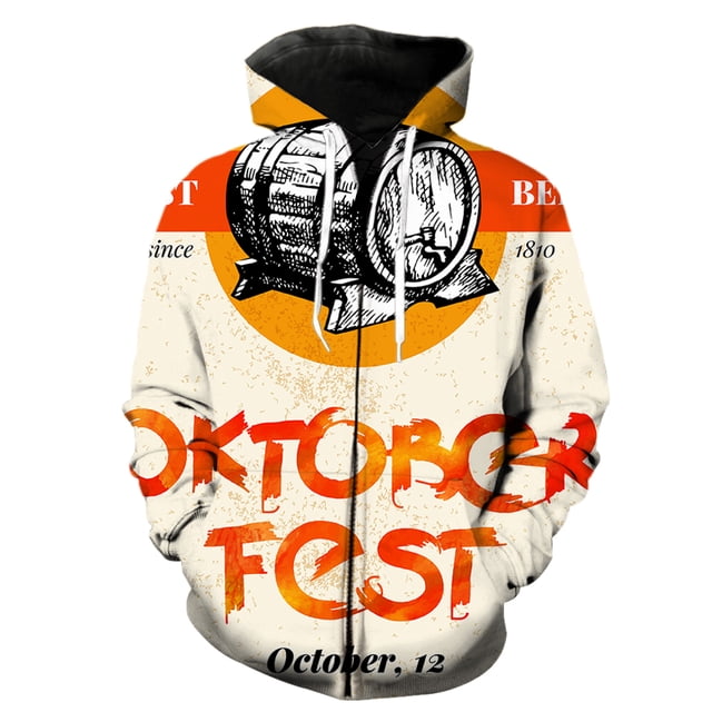 Sudadera con capucha y cremallera para hombre, diseño de festival de cerveza de dibujos animados, ropa de calle de gran tamaño para adolescentes, sudaderas con estampado 3D y capucha, chaquetas, tops