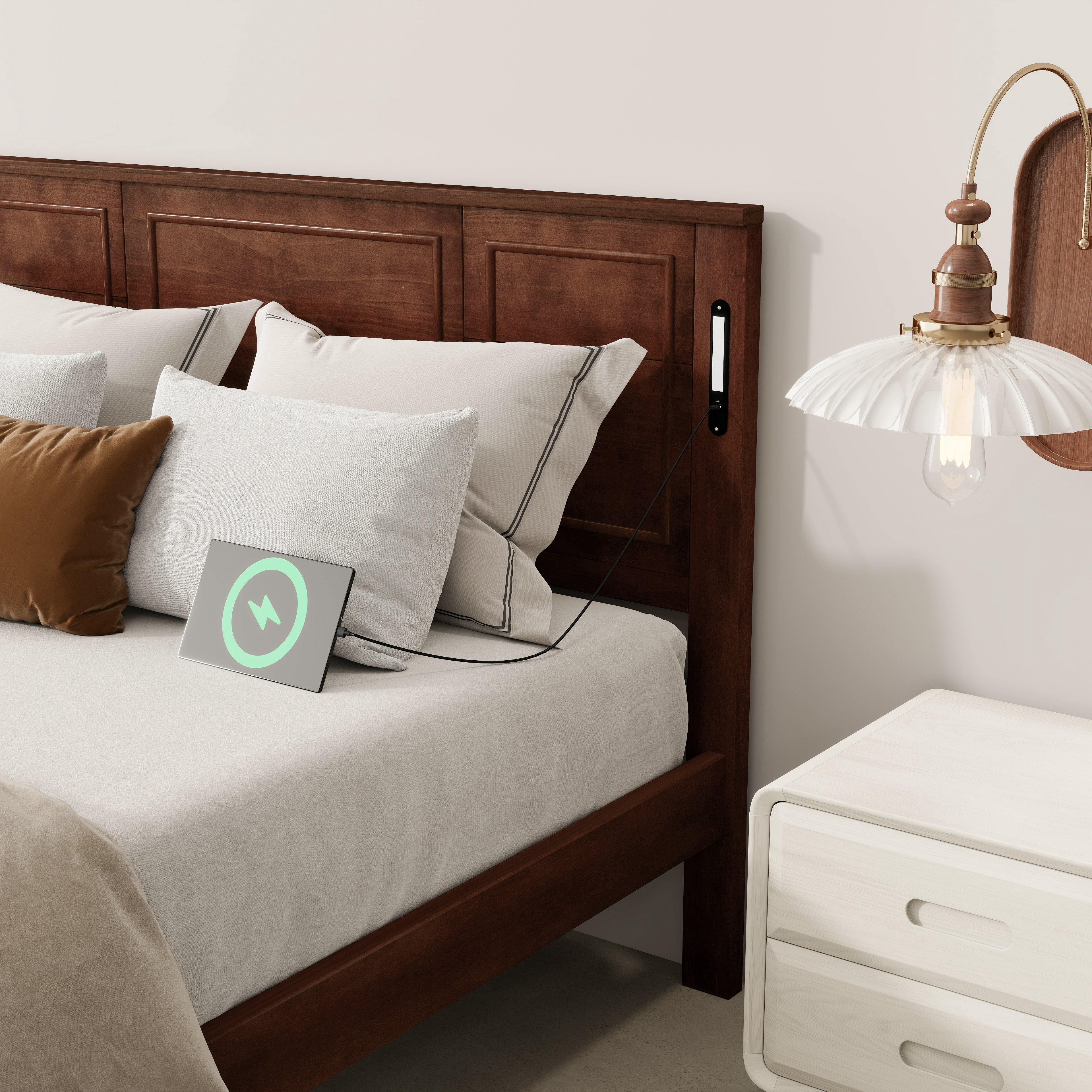 Sailvan Bed with 2 Storage Drawers, LED Lights, USB Charging Station