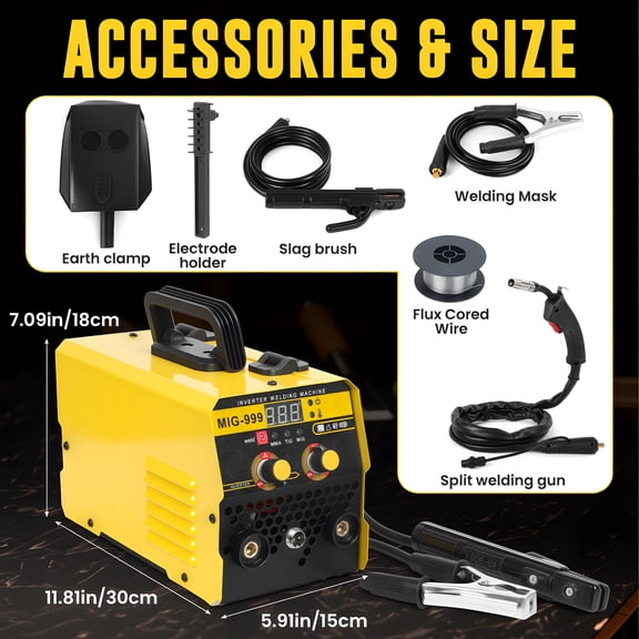 3-in-1 Gasless MIG Welder – 140A 110V/220V Dual Voltage Welding Kit with LED Display & Accessories