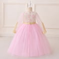 thumbnail image 4 of XAOFW Girl's Dresses Long Sleeve Crewneck Dress Kids Partywear Elegant Embroidered Gown Dress Holiday Party Versatile Cozy Toddler Sundress, 4 of 4