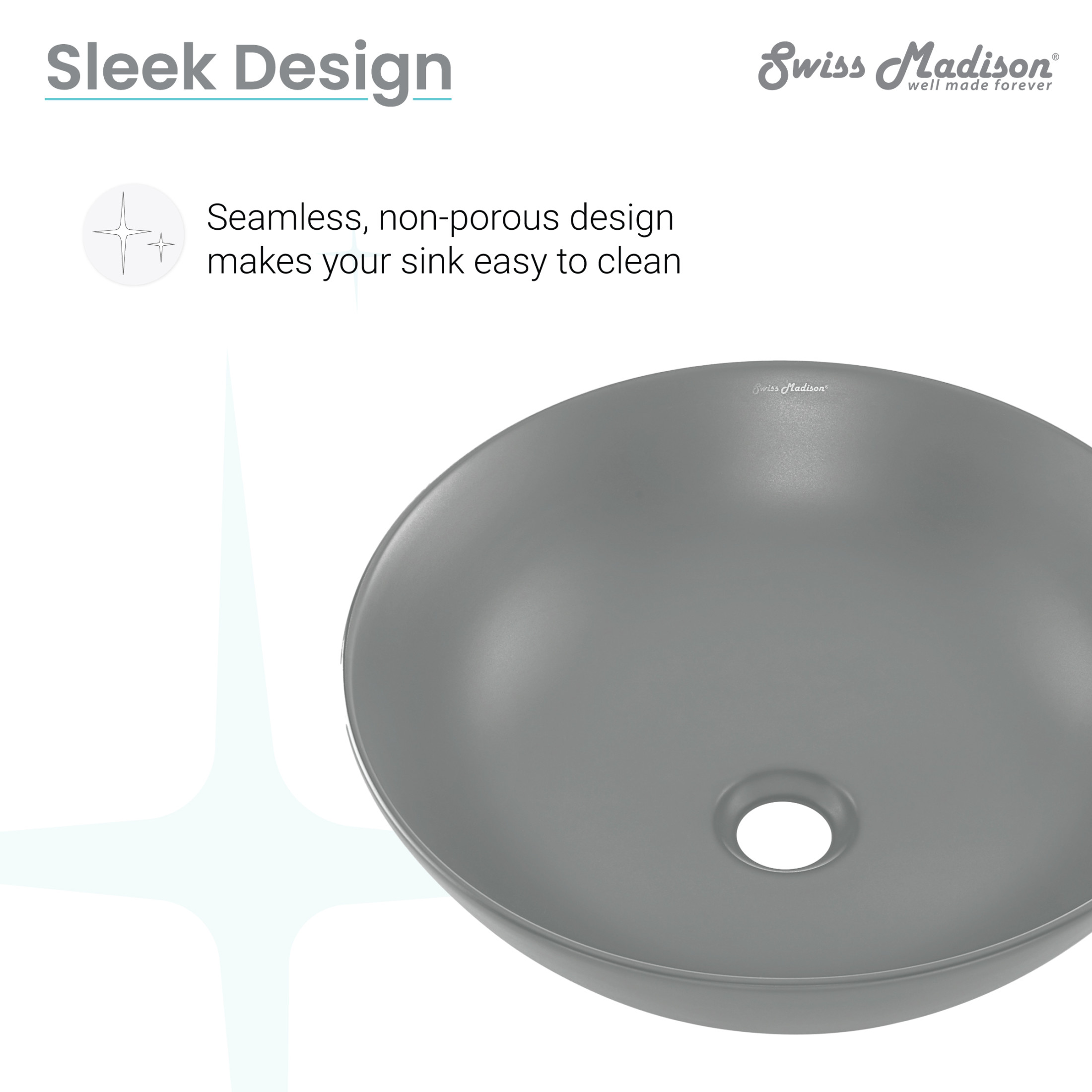 Classe 16 Color Ceramic Sink in Matte Gray