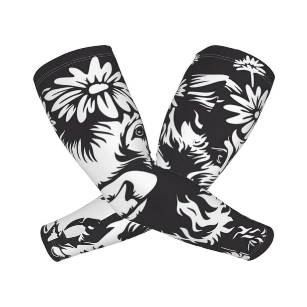 Balery Floral Cow Silhouette Mangas Refrescantes para Brazos para Hombre y Mujer – Transpirables y Absorbentes de Humedad para Mujeres, Hombres y Niños