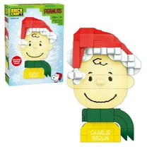 Brickcraft Peanuts Charlie Brown Decoration Building Kit (130- Plastic Piece Set), Christmas Decoration, Holiday Collectible Brick Toy, Festive Display