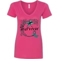 thumbnail image 3 of Inktastic Ovarian Cancer Survivor Butterfly Ribbon Women's V-Neck T-Shirt, 3 of 5