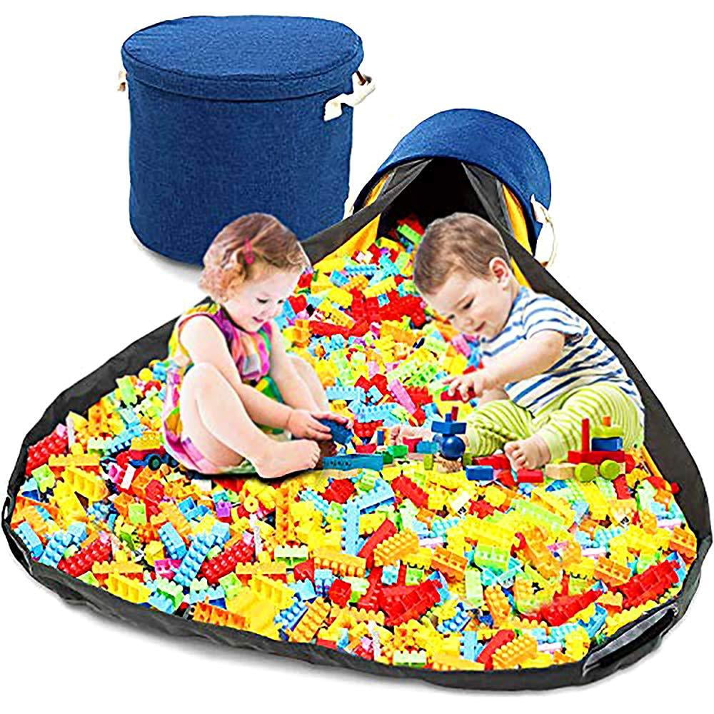 Kids Toy Storage Swoop Bag Small Toy Storage Organizer Basket Play Mat Indoor/Outdoor by Myriad365 Easy Lego Holder Lego Storage Organizer and Playmat Collapsible Canvas Basket/Bin 