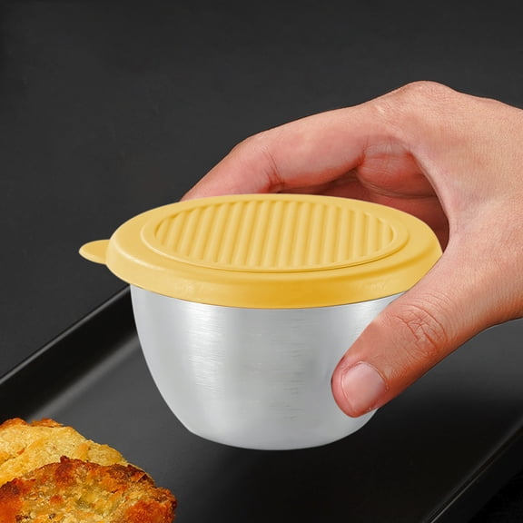Eolstice Leakproof Reusable Stainless Steel Salad Dressing Container, Small Size with Lid for Sauces, for Lunch Box Picnics and Travel, Condiments and Toppings(Yellow)