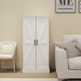 thumbnail image 2 of White 50 Inch LED Kitchen Pantry Cabinet Freestanding Buffet Cupboard Sideboard With 2 Doors Racks 2 Adjustable Shelves For Kitchen Living Room Dining Room, 2 of 14