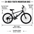 thumbnail image 3 of FUPOJH 24" Mountain Bikes for Boy,Girl,7 Speed, V Brakes, off Road Tires,Black, 3 of 9