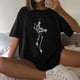 thumbnail image 2 of Moda mujer damas hombros caídos mangas sueltas manga corta Top pulóver Tops Pompotops  hfajkhk125958, 2 of 9