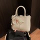 thumbnail image 3 of Mujeres Simple Crossbody Bagbody PU Cuero de cuero Versátil Bolso de mango de cuero (blanco), 3 of 9
