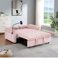 thumbnail image 2 of DEALTOPS Pull Out Sofa Bed, Velvet Loveseat Sleeper with Cup Holders, USB Ports and A Phone Stand, Pink, 2 of 8