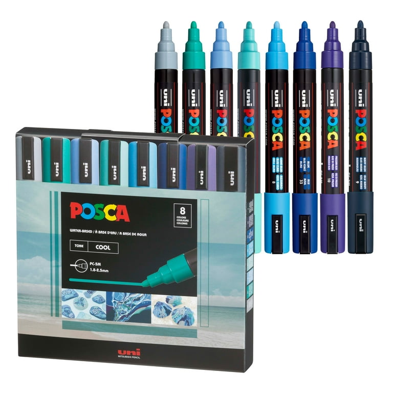 POSCA Non-toxic Art Pack, Paint Marker Set, Cool Tone Colors, PC