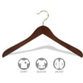 thumbnail image 3 of International Hanger Wooden Concave Top/Coat Hanger, Walnut Finish with Brass Hardware, Box of 50, 3 of 4