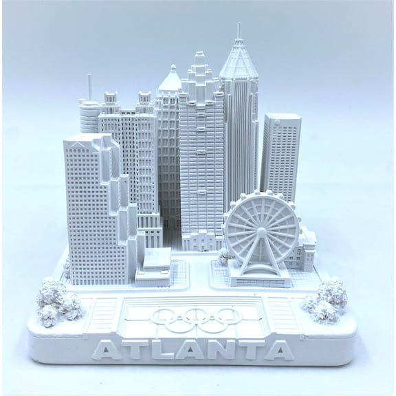 Atlanta 3D City Famous Building Model Statue Souvenir Decoration for Home Office White 4”