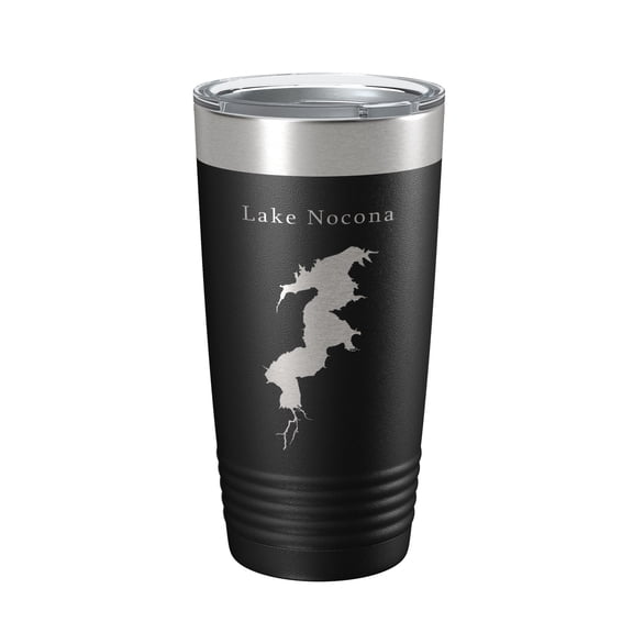 Lake Nocona Map Tumbler Travel Mug Insulated Laser Engraved Coffee Cup Texas 20 oz Black
