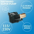 thumbnail image 3 of Hayward W3SP2610X15 Pool Pump, 1.5 HP, Black, 3 of 3