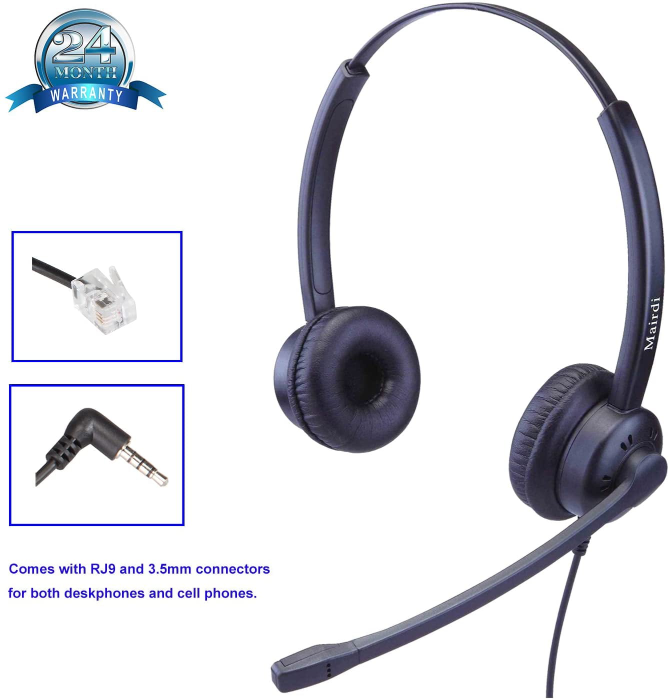 RJ9 Cisco Headset for Telephone with Noise Cancelling Microphone 