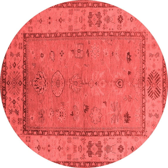 Ahgly Company Indoor Round Oriental Red Traditional Area Rugs, 6' Round