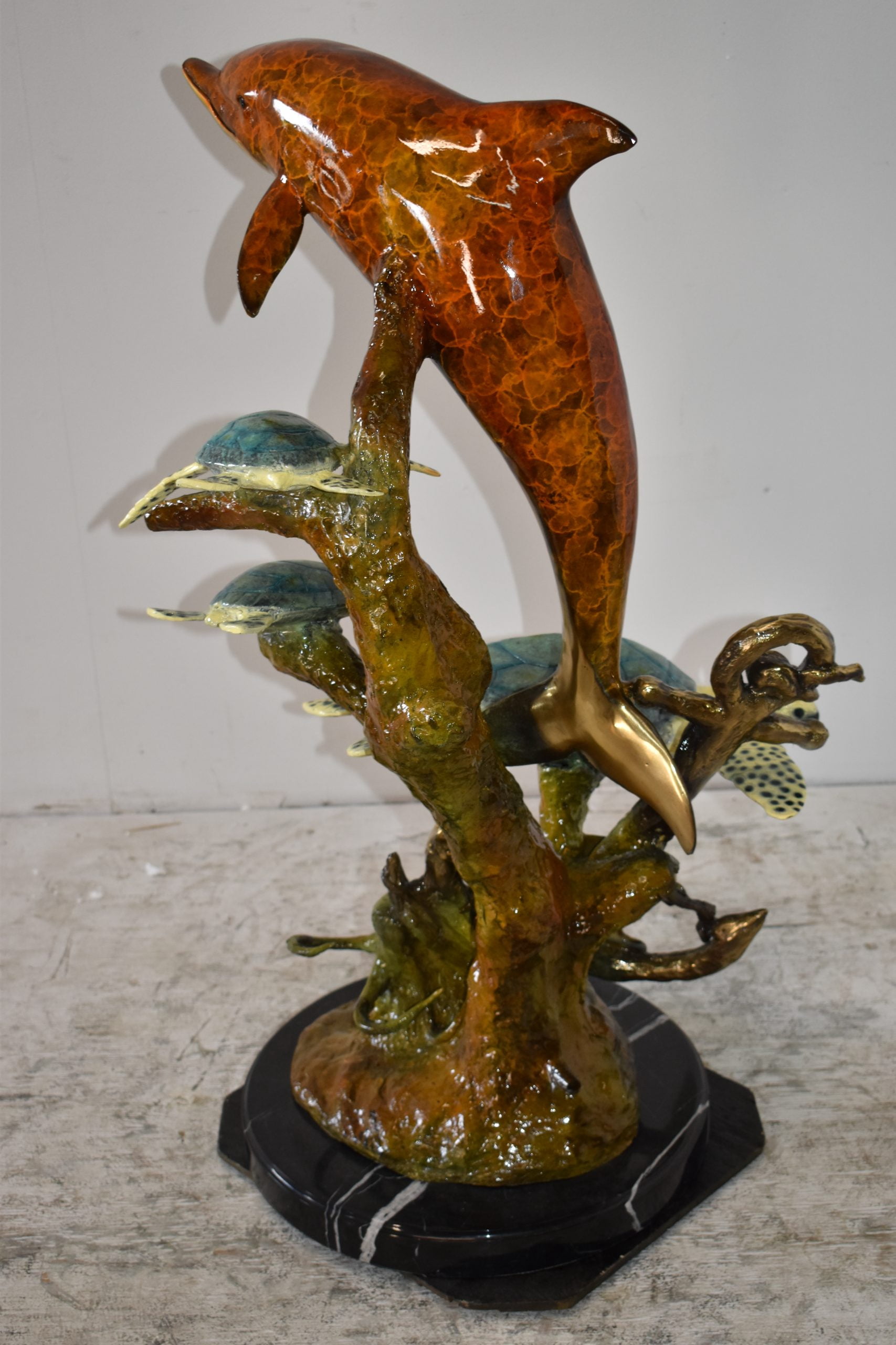 Nifao Dolphin Octopus and Three Turtles Outdoor Fountain Statue, Bronze Garden Water Feature Sculpture for Patio & Yard – Garden Outdoor Decor Sculpture, 28"L x 21"W x 35"H