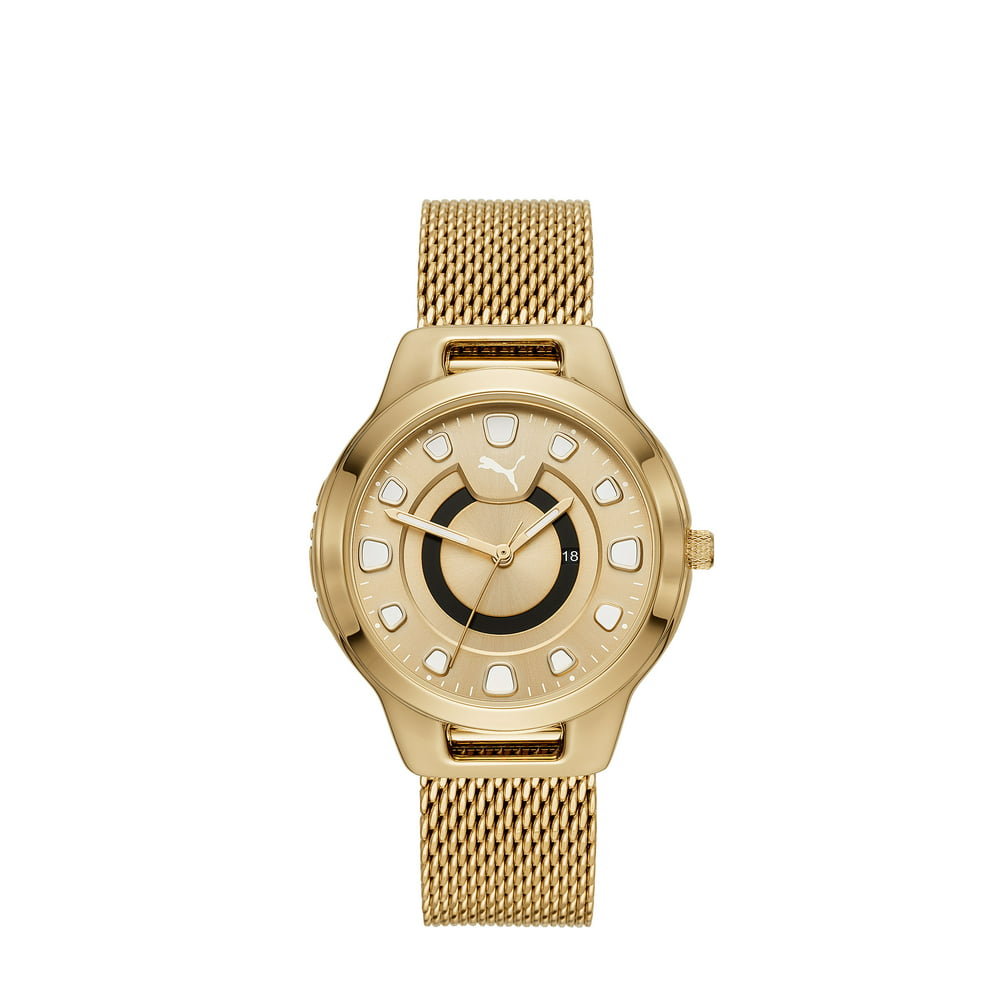 PUMA - PUMA Women's Reset Three-Hand Gold-Tone Stainless Steel Watch ...