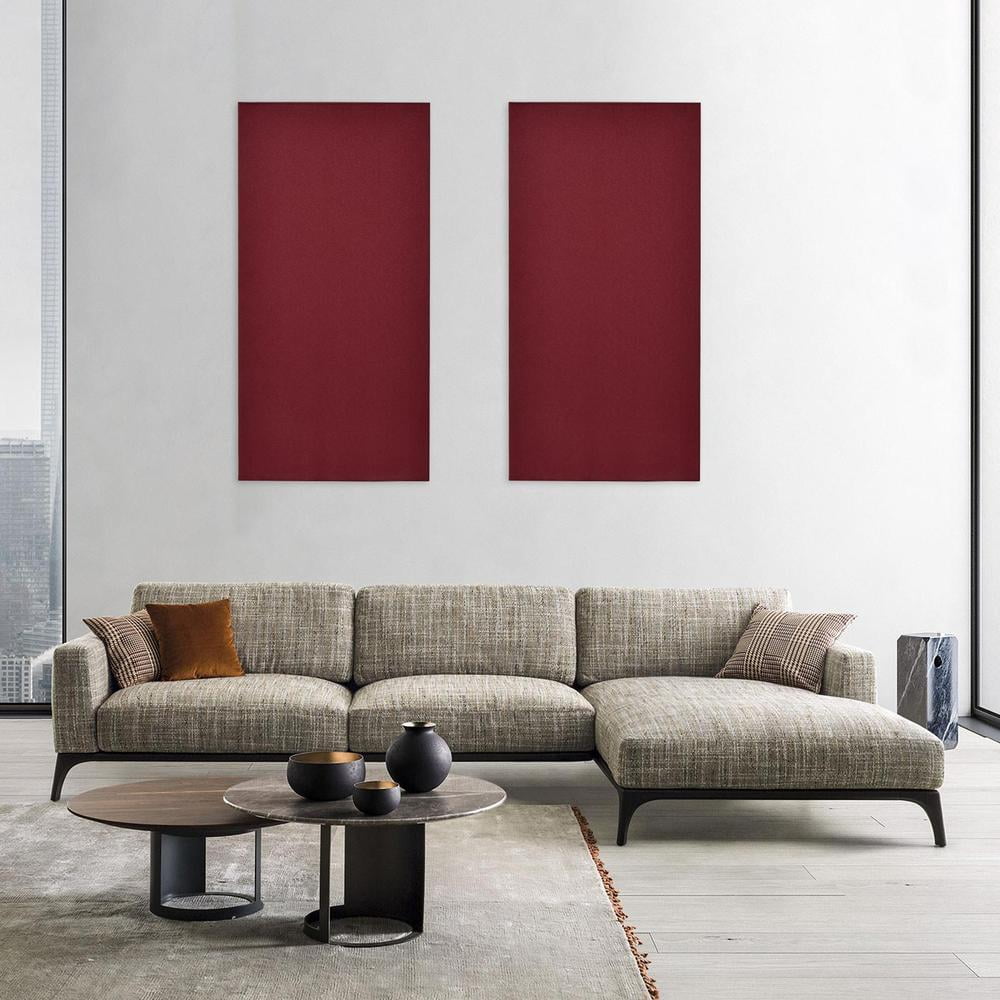 2Pack Fiberglass Acoustic Panels, Sound Dampening Panels for Studios, Office, Home Theater Soundproofing Absorbing Noise Reducing, 23.6x47.2x0.98" Red