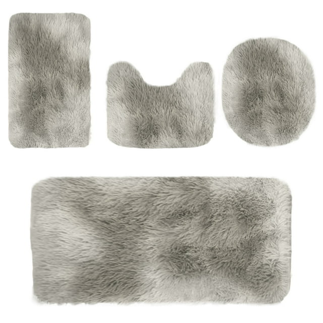 Bathroom Rug Set 4 Piece Thick Velvet Fleece Bath Mats with Non-Slip Latex Backing Machine Washable Water Absorbent 40 cm x 80 cm 40 cm x 60 cm 40 cm x 50 cm 40 cm x 38 cm
