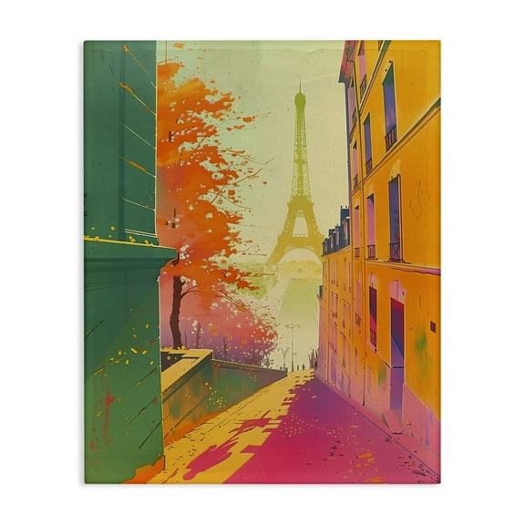 Stupell Industries Abstract Paris View Town & City Painting Gallery Wrapped Canvas Art Print Wall Art, 16 x 20