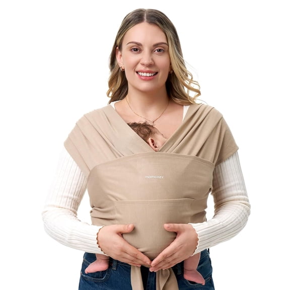Momcozy Fular Bebe Elastico Portabebé Ergonomico Canguro Color Curry Ligero para Bebés 3,6 a 15,8 kg