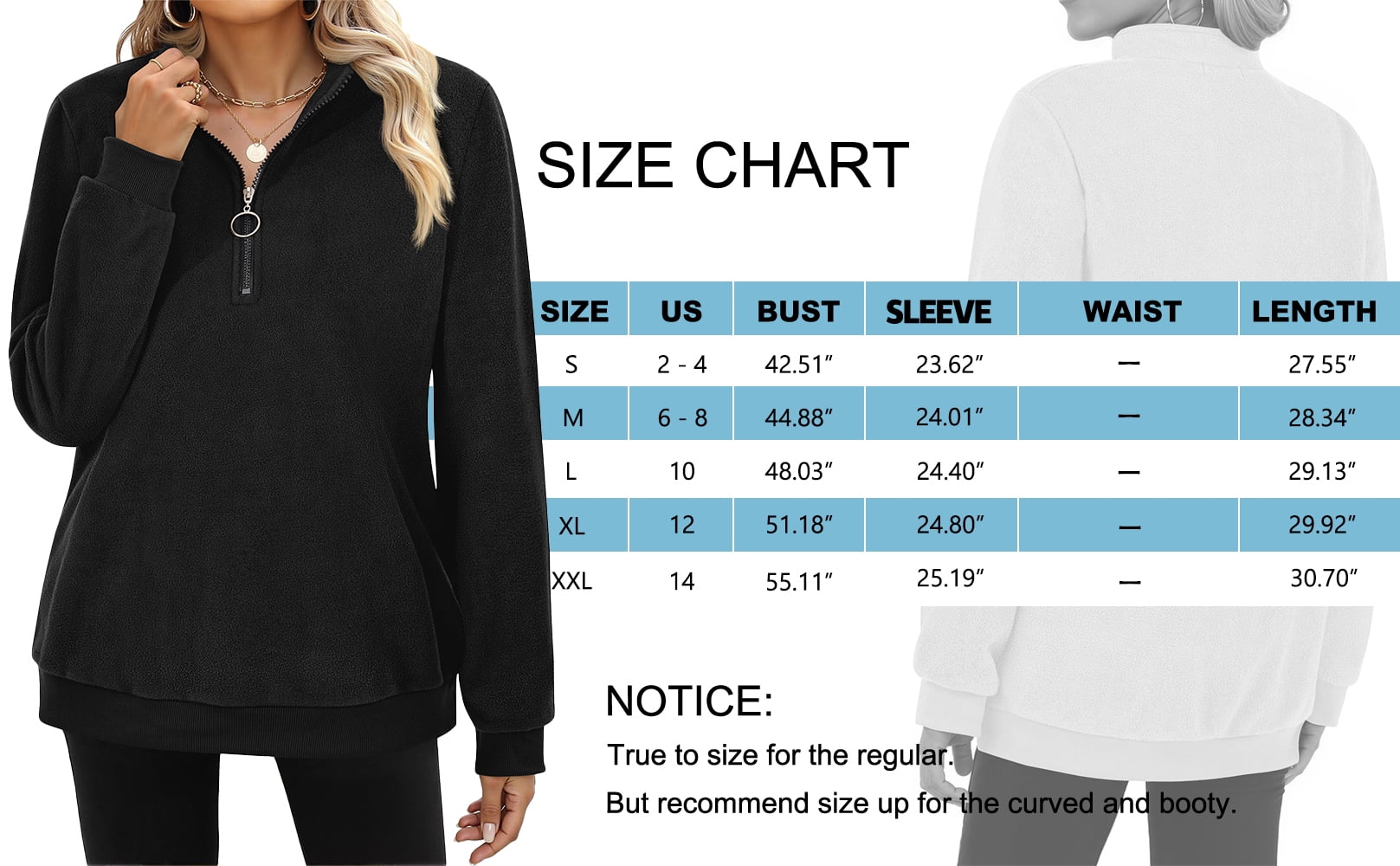 Polar Fleece Sweatshirts for Women Quarter Zip Long Sleeve Tops Pullover Womens Sweatshirts