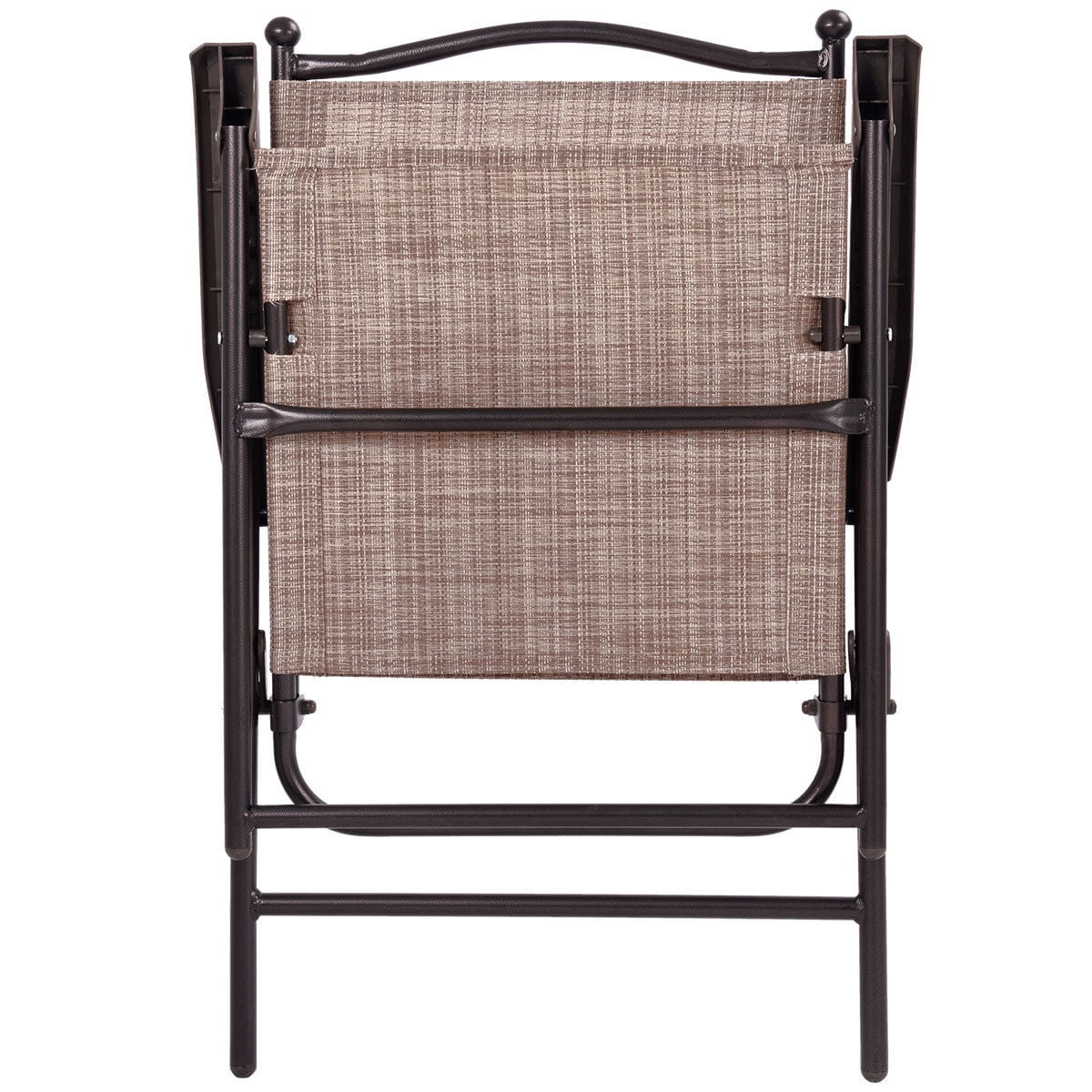 Gymax brown Set of 2 Folding Patio Furniture Sling Back Chairs Outdoors
