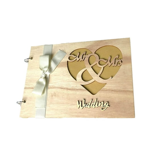 Binwennn Wedding Guestbook Wooden Wedding Guestbook Photo Album Message Notebook For Wedding Engagement Decoration For Wedding Anniversary (1#) Easter Crafts for Adults Rhinestones for Crafts Craft