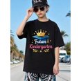thumbnail image 1 of Boys/Girls Graduation Theme Back To School Cotton Graphic Tees, Black Relaxed Fit Summer Tops With Crown And Graduation Cap Design, Gift For Kindergarten Graduation, Fashionable Style, 1 of 8