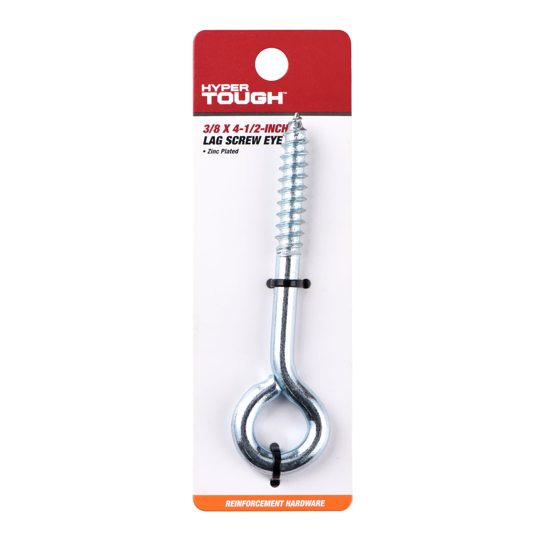 (6 pack) Hyper Tough 3/8 inch. x 4-1/2 inch. Lag Screw Eye, Zinc Plated