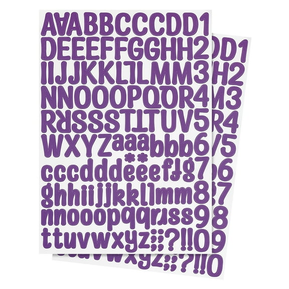Letter Stickers 1 Inch, 12 Sheets Self Adhesive Alphabet Sticker Letter Decals for Mailbox Window Door Cap Decorations, Purple