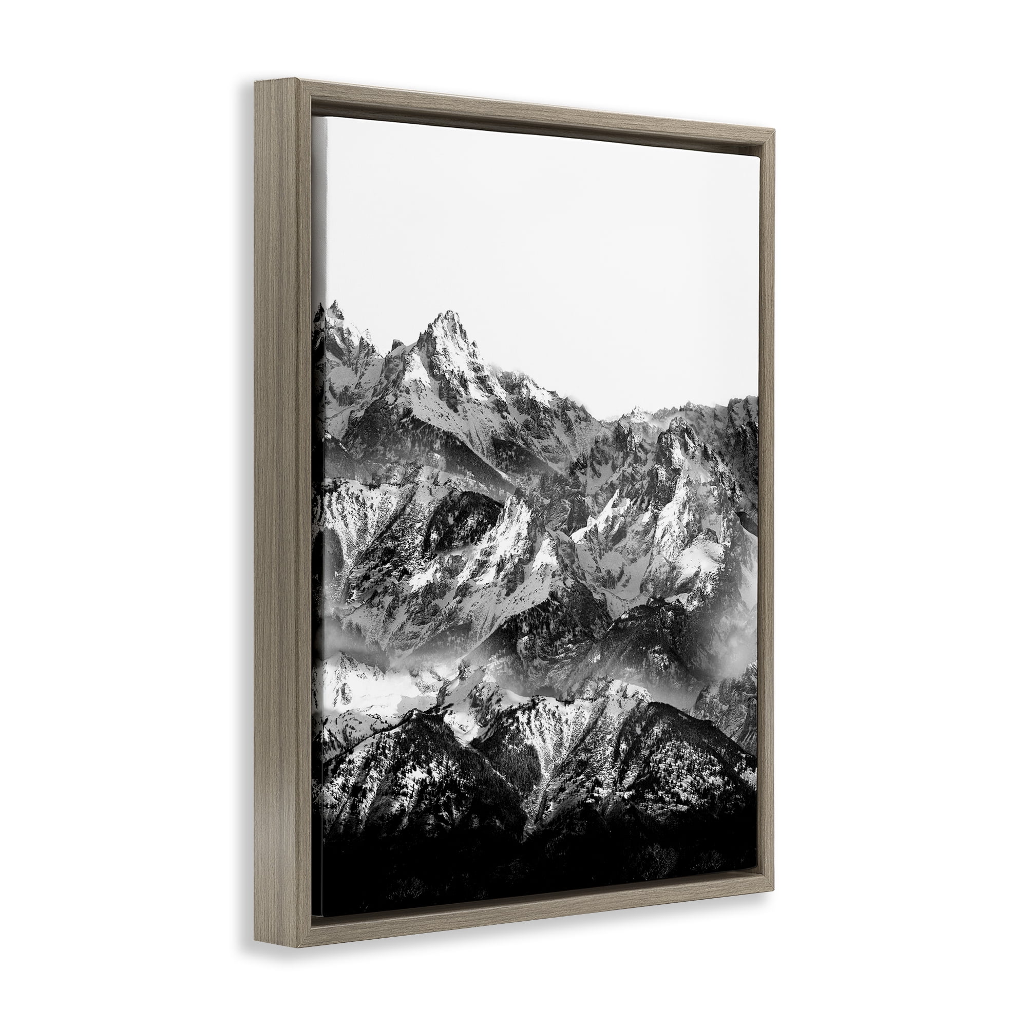 Stupell Industries Jutting Mountain Peaks Landscape & Nature Photography Brown Floater Framed Canvas Art Print Wall Art, 17 x 21