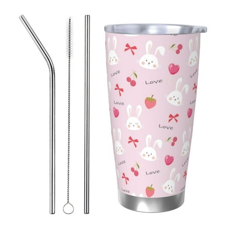 

Tideii Love Rabbit for 20OZ Car Cup Stainless Steel Cold and Hot Cup with Lid Suitable for Outdoor and Home Unisex-Straw Three-piece Set