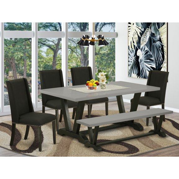 Baroque Dining Set - 6 Piece TableChair Set - Solid Wood Dining Room Furniture