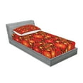 thumbnail image 2 of Ambesonne Floral Fitted Sheet & Pillow Sham Set, Vivid Botanical Gerbera Art, Twinxl, Dark Green Vermilion, 2 of 2