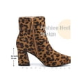 thumbnail image 4 of BLISSFUL STEP Women's Ankle Boots Leopard Faux Suede Pointed Toe Block Heel Square Buckle Boot Leopard 6.5, 4 of 6