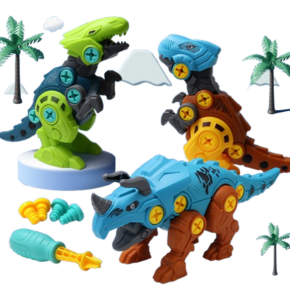 BESTSKY 2Pcs Kids Tool Set Enhance Interaction Dinosaur Rich Experiences Dinosaur Toy Boost Brainpower Tyrannosaurus Rex&Triceratops