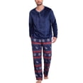 thumbnail image 6 of MINTREUS Mens Flannel Pajamas Set 2 Piece Long Sleeve Pjs Pijama Fleece Winter Henley Neck Lounge Sets Sleepwear with Pockets, 6 of 9