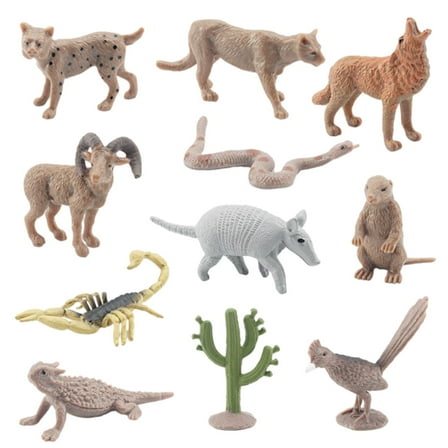 Rushawy 11x Desert Animal Toys Model PVC Realistic Jumbo Wildlife Animals for Yard Scene