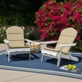 thumbnail image 3 of Gavin Outdoor Acacia Wood Folding Adirondack Chairs with Cushions (Set of 2), White and Khaki, 3 of 20