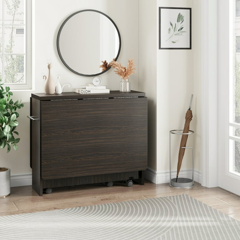 Folding Dining Table with Tier Storage, Extendable Kitchen Table