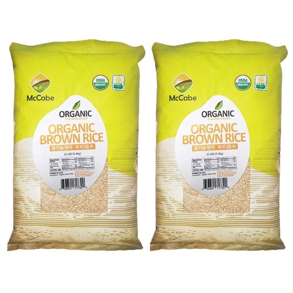 McCabe Organic Brown Rice - Non-GMO, Fragrant Long-Grain Variety | CCOF Certified | Product of USA | 24 lbs (2 Bags of 12 lbs)