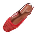 thumbnail image 2 of Lenago Mesh Ballet Flats for Women Adjustable Strap Mary Jane Flats Casual Office Shoes Trendy Summer Fashion Dressy Ballerina Flat Shoes for Dressy Red Size-6.5, 2 of 9