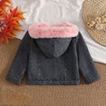 thumbnail image 4 of Mnyotv Girls Hooded Fleece-Lined Denim Jackets Outwear Long Sleeve Plush Coats Fall Winter Clothes for Little Girl Size 12-18 Months, 4 of 7