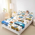 thumbnail image 4 of Homewish Excavator Crane Pattern Twin Sheet Sets,Construction Vehicles Twin Fitted Sheet,Blue Yellow White Flat Sheet For Boys Kids,Luxury Bedroom Decor,3-Piece, 4 of 7